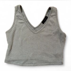 Light blue ribbed V-Neck Crop Top